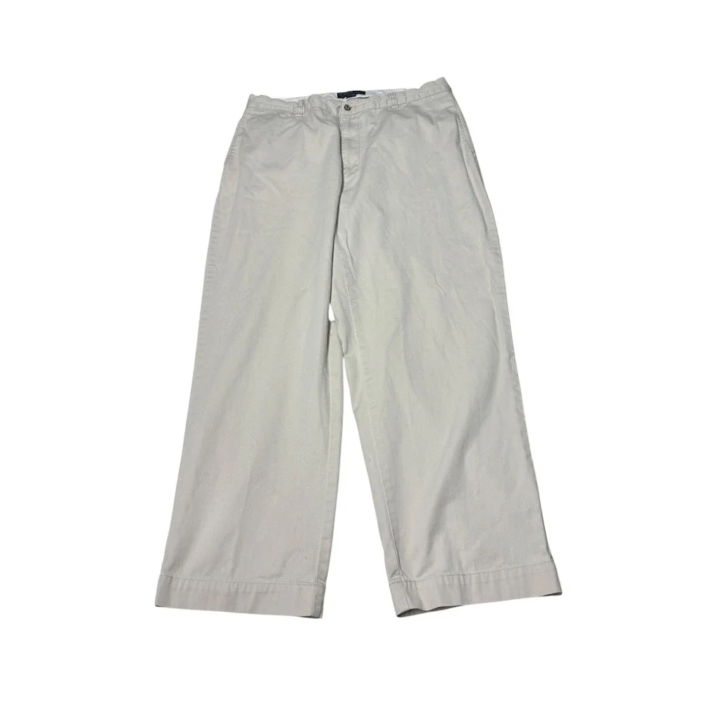 Polo Ralph Lauren Philip Pant Mens 38x30 Khaki Chino Wide Leg 100% Cotton Stone